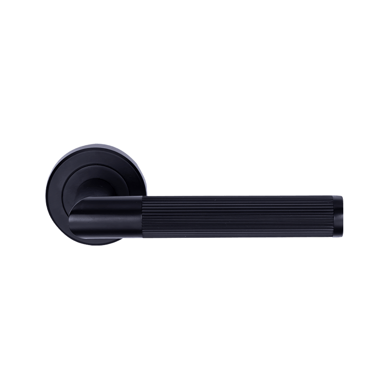 Aluminium L Form Knuret håndtag på Rose Door Handle Matt Black